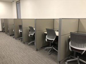 Row of 6 testing cubicles