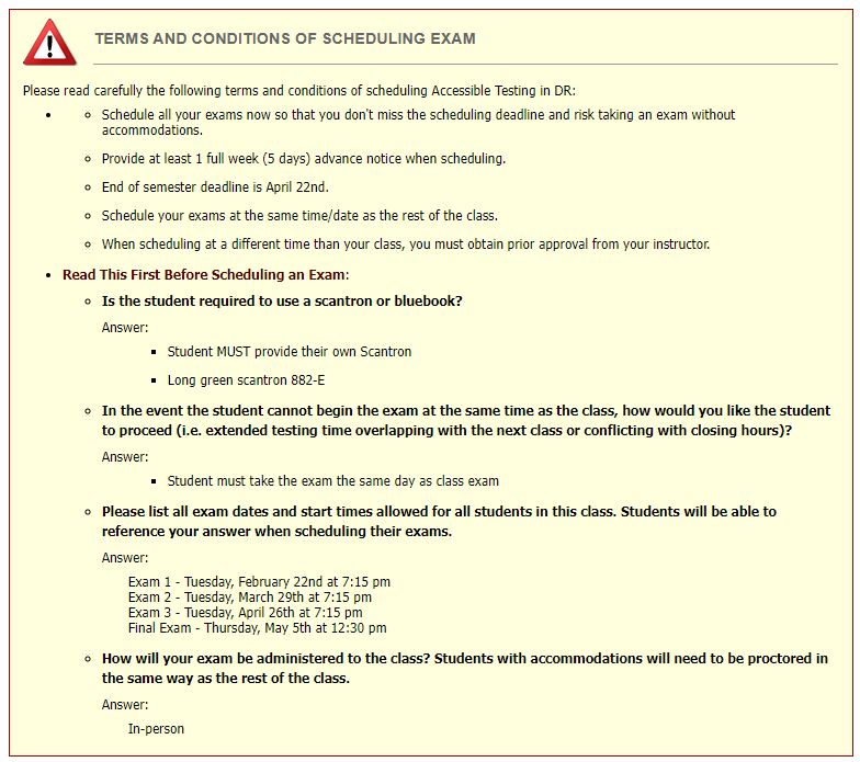 Screenshot: Testing Agreement Instructions